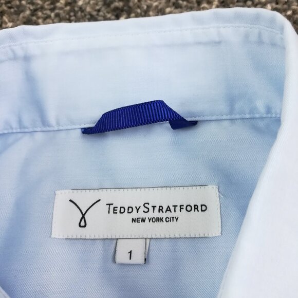Teddy Stratford Shirt L/S Button Up Hidden Zipper Light Blue Mens Size 1 - Picture 4 of 10
